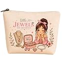 MEMAN Cute Printed Canvas Zipper Pouch for Women &amp; Girls, Multipurpose Makeup Cosmetic Bag, Travel Toiletry &amp; Jewelry Organizer, Portable Storage Case (Jewels Bag)