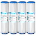 Membrane Solutions 50 Micron Pleated Polyester Sediment Water Filter 10"x2.5" Replacement Cartridge Universal Whole House Pre-Filter Compatible with W50PE, WFPFC3002, SPC-25-1050, FM-50-975 - 4 Pack