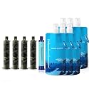 Membrane Solutions Squeezable Water Filtration System, Survival Water Purifier Kit, Portable Backpacking Gear Including Water Filter Straw and 23oz Collapsible Bottle for Hiking Camping Travel(5+6)