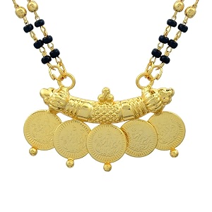 memoir lakshmi gold plated panch-tatva 5 coin laxmi ginni traditional mangalsutra tanmaniya for women
