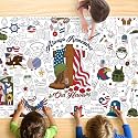 Memorial Day Coloring Tablecloth for Kids, Large 30x72 Inch Patriotic Poster with American Flags, Perfect for Party Games, Family Activities, Event Decorations, and Celebration Supplies