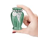 Memorials Small Urns for Human Ashes Keepsake Aluminum Mini Urns for Ashes with Angel Wing Charm Decorative Burial Urn Funeral Cremation Urns for Women and Men (Banded Green)