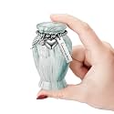 Memorials Small Urns for Human Ashes Keepsake Aluminum Mini Urns for Ashes with Angel Wing Charm Decorative Burial Urn Funeral Cremation Urns for Women and Men (Light Green Heart)