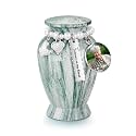 Memorials Small Urns for Human Ashes Keepsake Aluminum Mini Urns for Ashes with Angel Wing Charm Decorative Burial Urn Funeral Cremation Urns for Women and Men (Lake Green, Customizable)