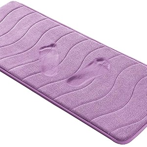 memory foam coral fleece non slip bathroom mat super soft microfiber bath mat machine washable bath rugs super absorbent thick and durable bath rugs 4734 x 1734 lilac waved pattern