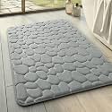 YIHOUSE Memory Foam Bath Mat Cobblestone Bathroom