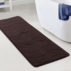 memory foam coral fleece non slip bathroom mat super soft microfiber bath mat machine washable bath rugs super absorbent thick and durable bath rugs 4734 x 1734 brown waved pattern
