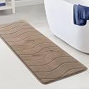 Memory Foam Coral Fleece Non Slip Bathroom Mat, Super Soft Microfiber Bath Mat Machine Washable Bath Rugs Super Absorbent Thick and Durable Bath Rugs 47" x 17" (Taupe Waved Pattern)