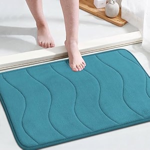 memory foam extra large size bath mat non slip dry fast bath mat machine-washable non-slip bath rugs dry fast slip-resistant well absorbent bath mat set dark teal waved 2034 x 3234