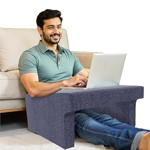 carefoam memory foam lap desk pillow  work desk accessories for reading gaming studying comfortable armrest easy to store work from home pillow perfect for using on bed sofa amp floor  blue color