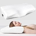 TEKCOOL Memory Foam Pillow, Contour Cervical Orthopedic Memory Foam Pillows Supports Neck Pain and Shoulder Pain for Sleeping, Ergonomic Cervical Pillow Neck Support Pillow for Side Back/White