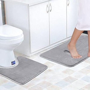 memory foam toilet rugs for bathroom u shaped contour set extra soft and absorbent bath rugs floor mats for bathtubshower grey 2034 x 3234 amp 2034 x 2034