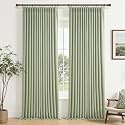 Memory Shape Pinch Pleated Curtains 102 Inches Long for Dining Room, Light Green Blackout Dual Layer Linen Sound Dampening Windows Drapes with Hooks Rings Insulated Decorative Windows Burg 2 Panel Set