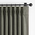 Memory Trained Pinch Pleated Blackout Linen Blend Dual Layer 78 Inches Curtains for Sliding Glass Door, Greenish Grey Thermal Soundproof Farmhouse Window Drapes with Back Tab 40W x 78L 2 Panels Set