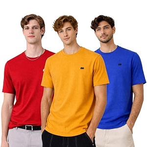 Men 100 Cotton Regular Fit Round Neck