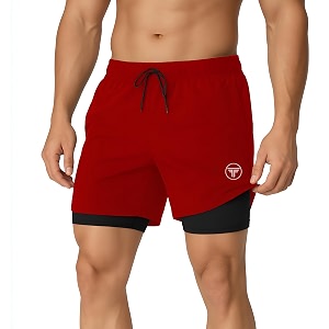 Mens 2 in 1 Active Dual Shorts
