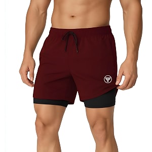 Mens 2 in 1 Active Dual Shorts