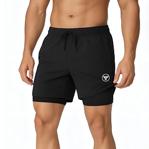 Mens 2 in 1 Active Dual Shorts
