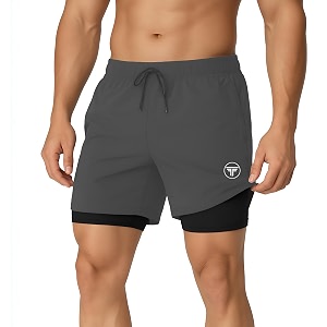 Mens 2 in 1 Active Dual Shorts