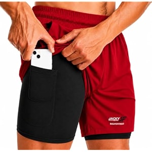 Mens 2-in-1 Dual Layer Workout Shorts with