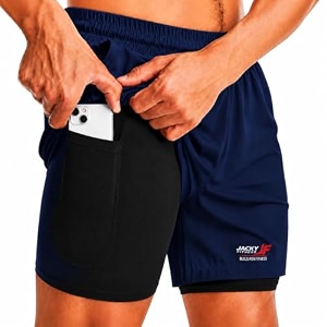 Mens 2-in-1 Dual Layer Workout Shorts with