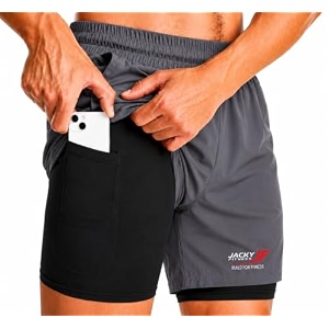 Mens 2-in-1 Dual Layer Workout Shorts with