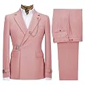 Men's 2 Piece Suit with Metal Clasp Slim Fit Suit Stylish Business Pants Casual Wedding Grooms Tuxedo Suit
