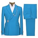 Men's 2 Piece Suit with Metal Clasp Slim Fit Suit Stylish Business Pants Casual Wedding Grooms Tuxedo Suit