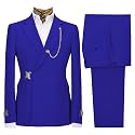 Men's 2 Piece Suit with Metal Clasp Slim Fit Suit Stylish Business Pants Casual Wedding Grooms Tuxedo Suit
