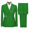Men's 2 Piece Suit with Metal Clasp Slim Fit Suit Stylish Business Pants Casual Wedding Grooms Tuxedo Suit