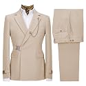 Men's 2 Piece Suit with Metal Clasp Slim Fit Suit Stylish Business Pants Casual Wedding Grooms Tuxedo Suit