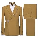 Men's 2 Piece Suit with Metal Clasp Slim Fit Suit Stylish Business Pants Casual Wedding Grooms Tuxedo Suit