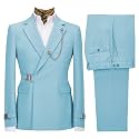 Men's 2 Piece Suit with Metal Clasp Slim Fit Suit Stylish Business Pants Casual Wedding Grooms Tuxedo Suit