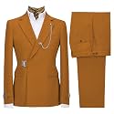 Men's 2 Piece Suit with Metal Clasp Slim Fit Suit Stylish Business Pants Casual Wedding Grooms Tuxedo Suit