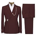 Men's 2 Piece Suit with Metal Clasp Slim Fit Suit Stylish Business Pants Casual Wedding Grooms Tuxedo Suit