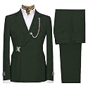 Men's 2 Piece Suit with Metal Clasp Slim Fit Suit Stylish Business Pants Casual Wedding Grooms Tuxedo Suit
