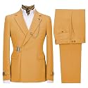Men's 2 Piece Suit with Metal Clasp Slim Fit Suit Stylish Business Pants Casual Wedding Grooms Tuxedo Suit