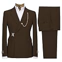 Men's 2 Piece Suit with Metal Clasp Slim Fit Suit Stylish Business Pants Casual Wedding Grooms Tuxedo Suit