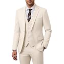 Men's 3 Piece Slim Fit Suit Set, Jacket Vest and Pants for Men