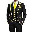 Men's 3 Piece Tuxedo for Men Slim Fit Black Wedding Suits for Groom Groomsman Prom Graduation Jacket Vest Pants