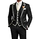 Men's 3 Piece Tuxedo for Men Slim Fit Black Wedding Suits for Groom Groomsman Prom Graduation Jacket Vest Pants