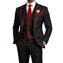 Men's 3 Piece Tuxedo for Men Slim Fit Black Wedding Suits for Groom Groomsman Prom Graduation Jacket Vest Pants