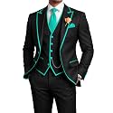 Men's 3 Piece Tuxedo for Men Slim Fit Black Wedding Suits for Groom Groomsman Prom Graduation Jacket Vest Pants