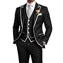 Men's 3 Piece Tuxedo for Men Slim Fit Black Wedding Suits for Groom Groomsman Prom Graduation Jacket Vest Pants