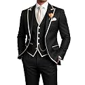 Men's 3 Piece Tuxedo for Men Slim Fit Black Wedding Suits for Groom Groomsman Prom Graduation Jacket Vest Pants