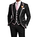 Men's 3 Piece Tuxedo for Men Slim Fit Black Wedding Suits for Groom Groomsman Prom Graduation Jacket Vest Pants