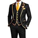 Men's 3 Piece Tuxedo for Men Slim Fit Black Wedding Suits for Groom Groomsman Prom Graduation Jacket Vest Pants