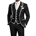 Men's 3 Piece Tuxedo for Men Slim Fit Black Wedding Suits for Groom Groomsman Prom Graduation Jacket Vest Pants