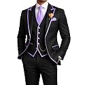 Men's 3 Piece Tuxedo for Men Slim Fit Black Wedding Suits for Groom Groomsman Prom Graduation Jacket Vest Pants