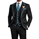 Men's 3 Piece Tuxedo for Men Slim Fit Black Wedding Suits for Groom Groomsman Prom Graduation Jacket Vest Pants